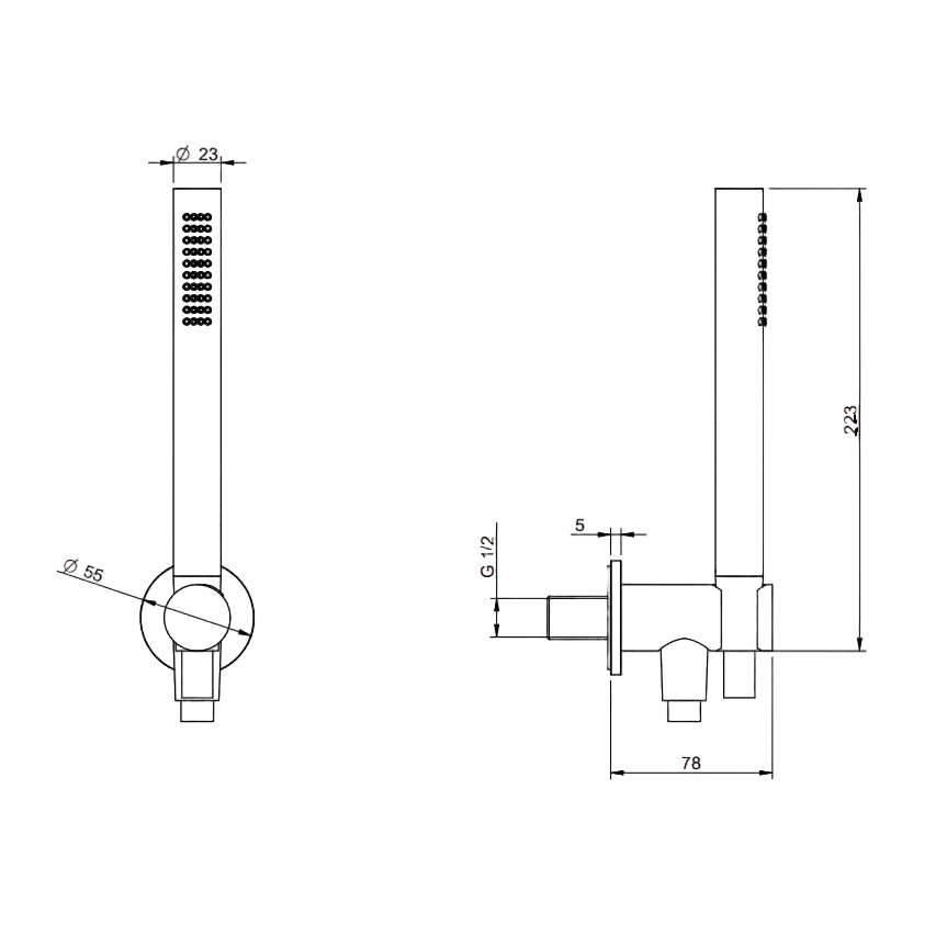 Brausehalter, Schlauch und Handbrause aus Edelstahl - Shower Inox