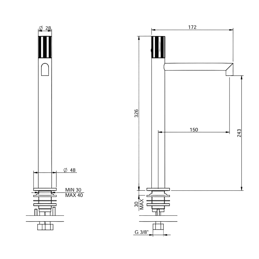 Einhand-Waschtischmischer 243 - 28mm