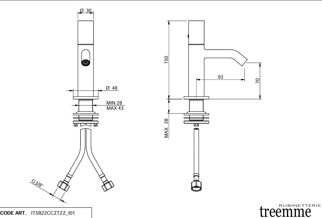 Treemme T30 Moderne Bidetarmatur – Einhebelmischer | IT5B22CCZTZZ