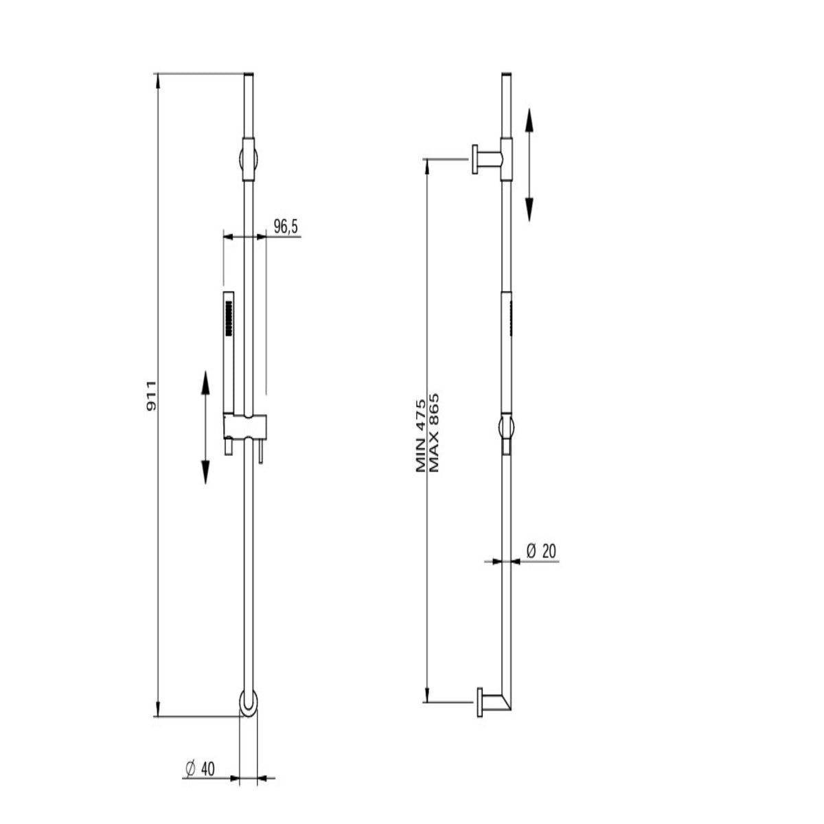 Treemme IT6529CCZZZZ Duschset mit Brausestange 935 mm
