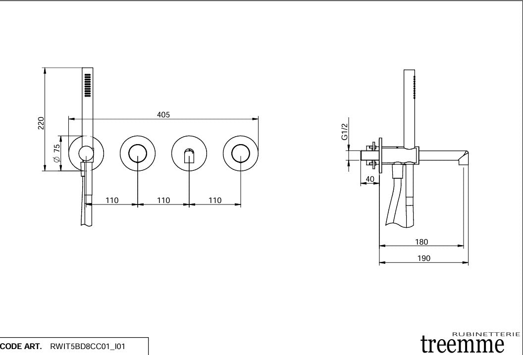 Treemme T30 Unterputz Wannen- & Duscharmatur | RWIT5BD8CC01